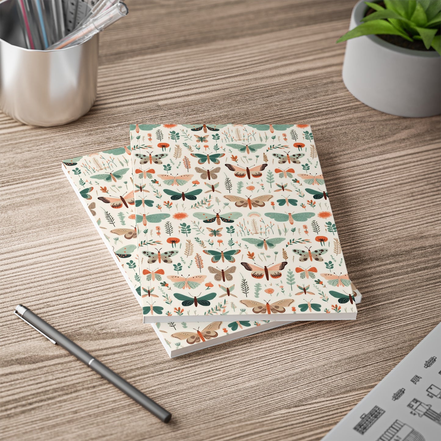 Softcover Notebook featuring Colorful Moths