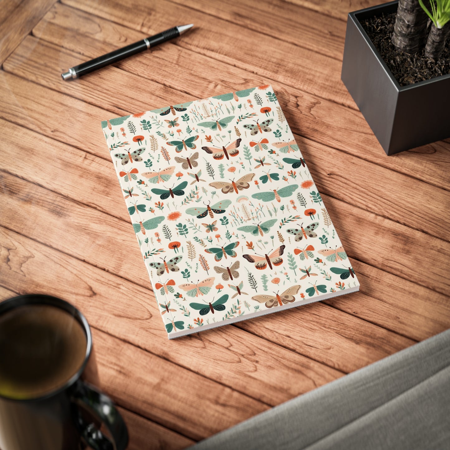 Softcover Notebook featuring Colorful Moths