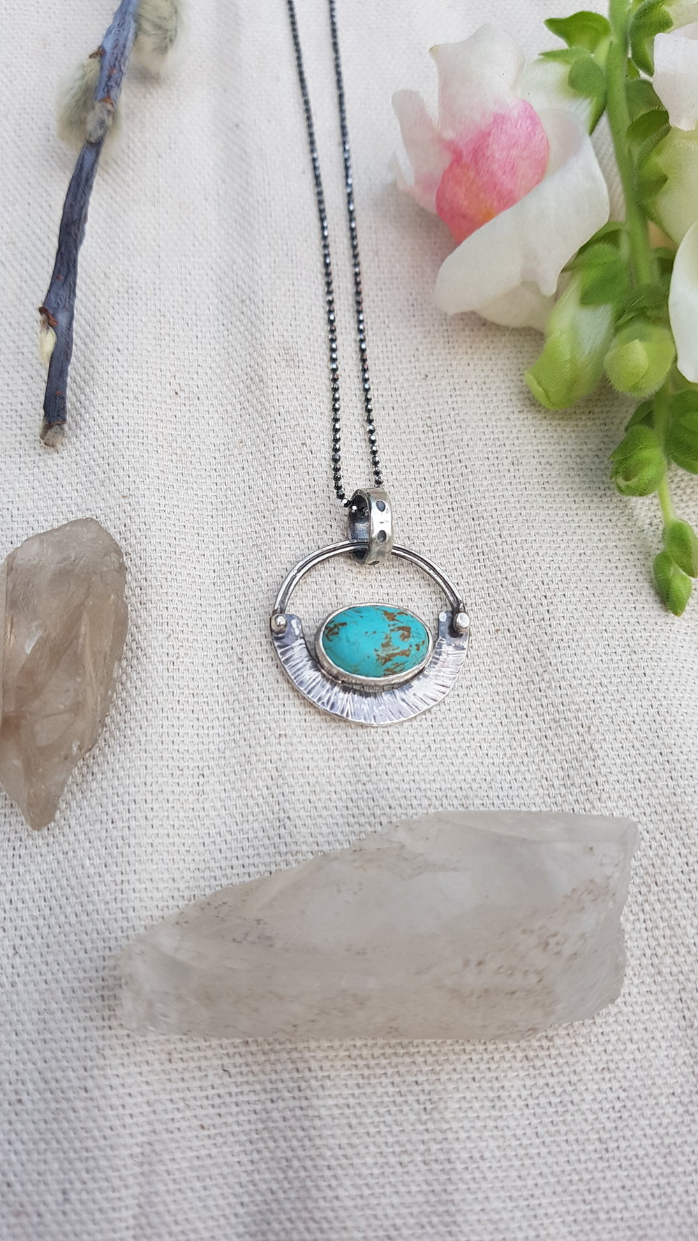 Turquoise and Sterling Silver Pendant Necklace