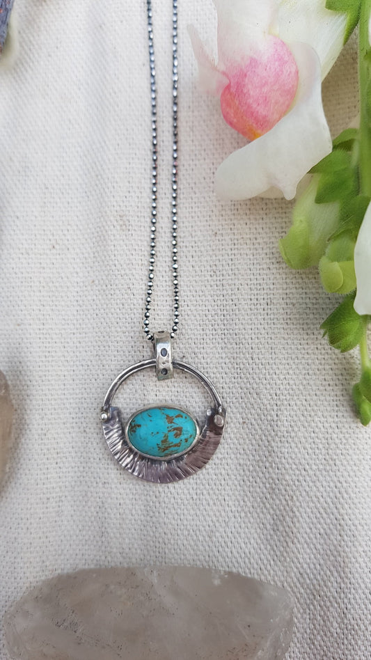 Turquoise and Sterling Silver Pendant Necklace
