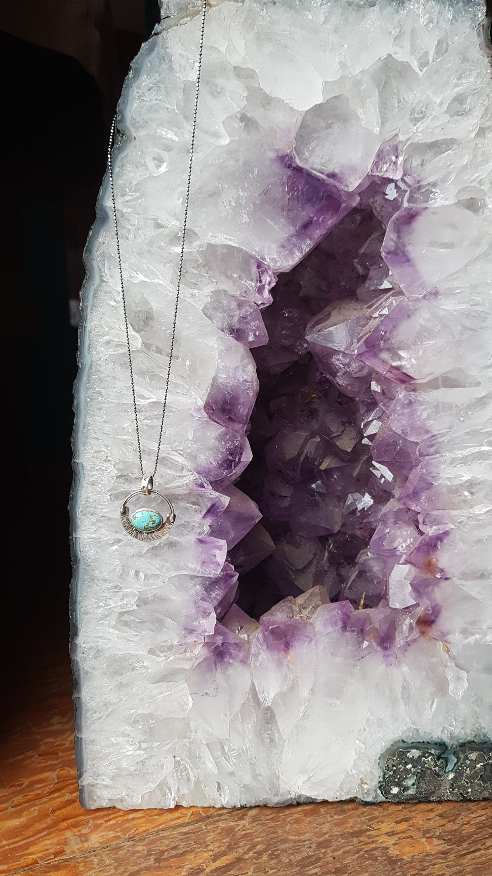 Turquoise and Sterling Silver Pendant Necklace