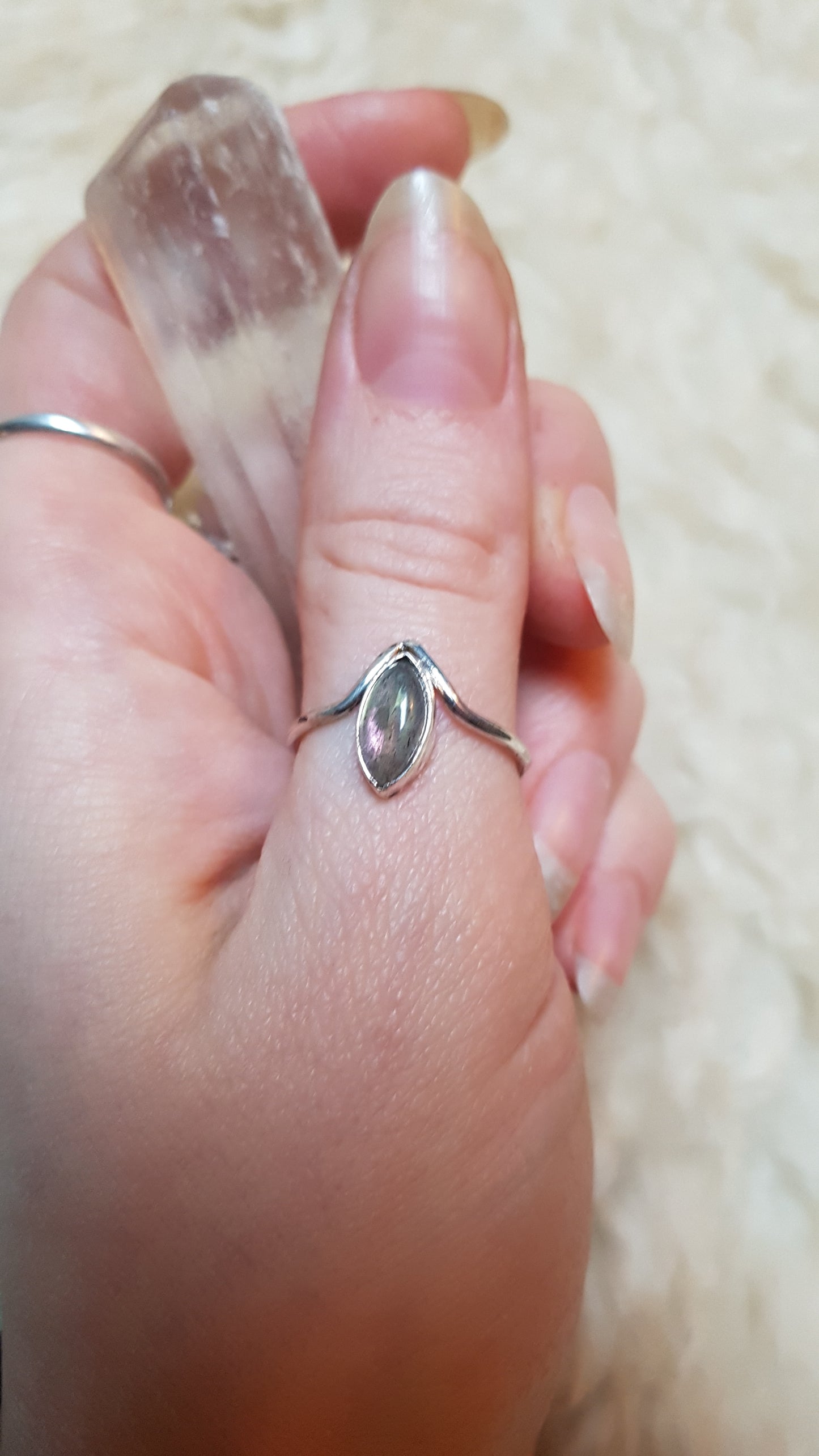 Marquise cut Labradorite Sterling Silver Ring