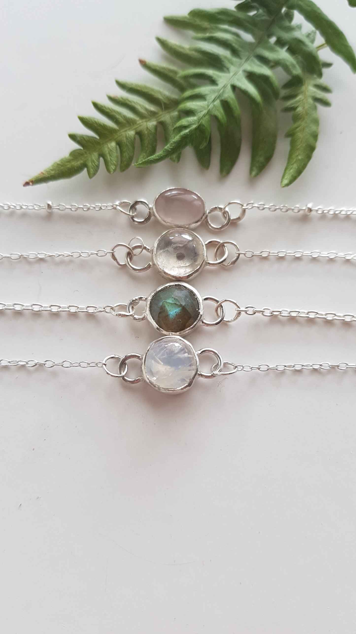 Oval Pink Rose Quartz Sterling Silver Bracelet