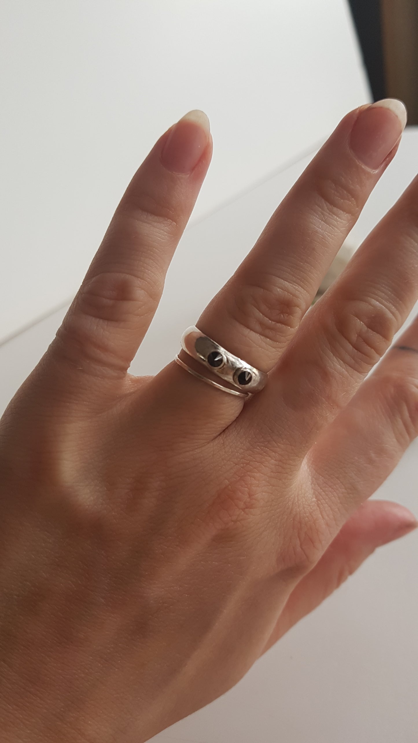 Black Spinel Sterling Silver Band Ring