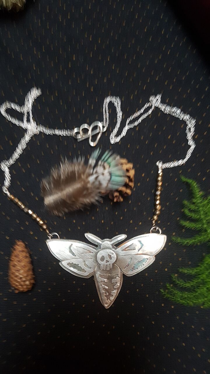 Sterling Silver Death's-Heah Hawkmoth Amulet