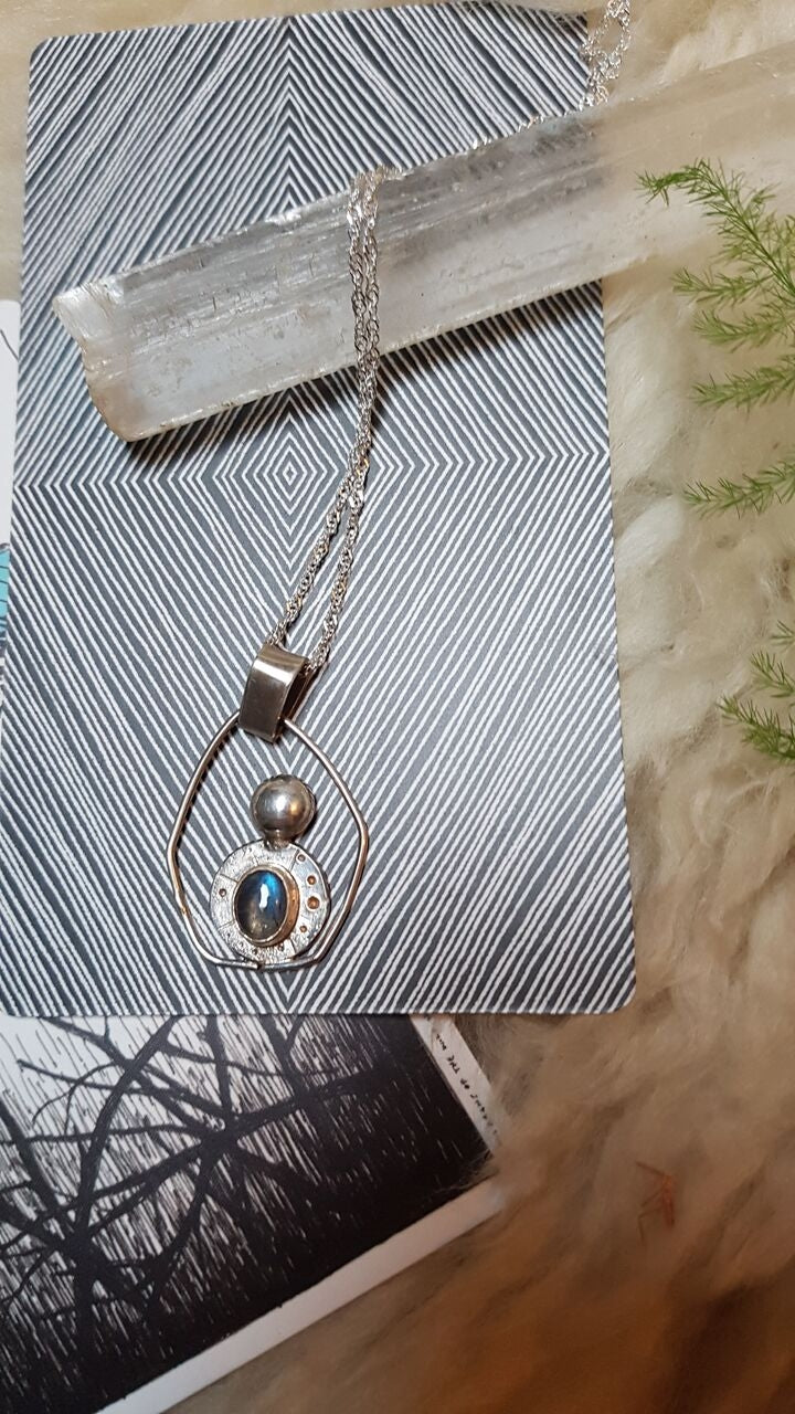 Labradorite Sterling Silver Pendant Necklace