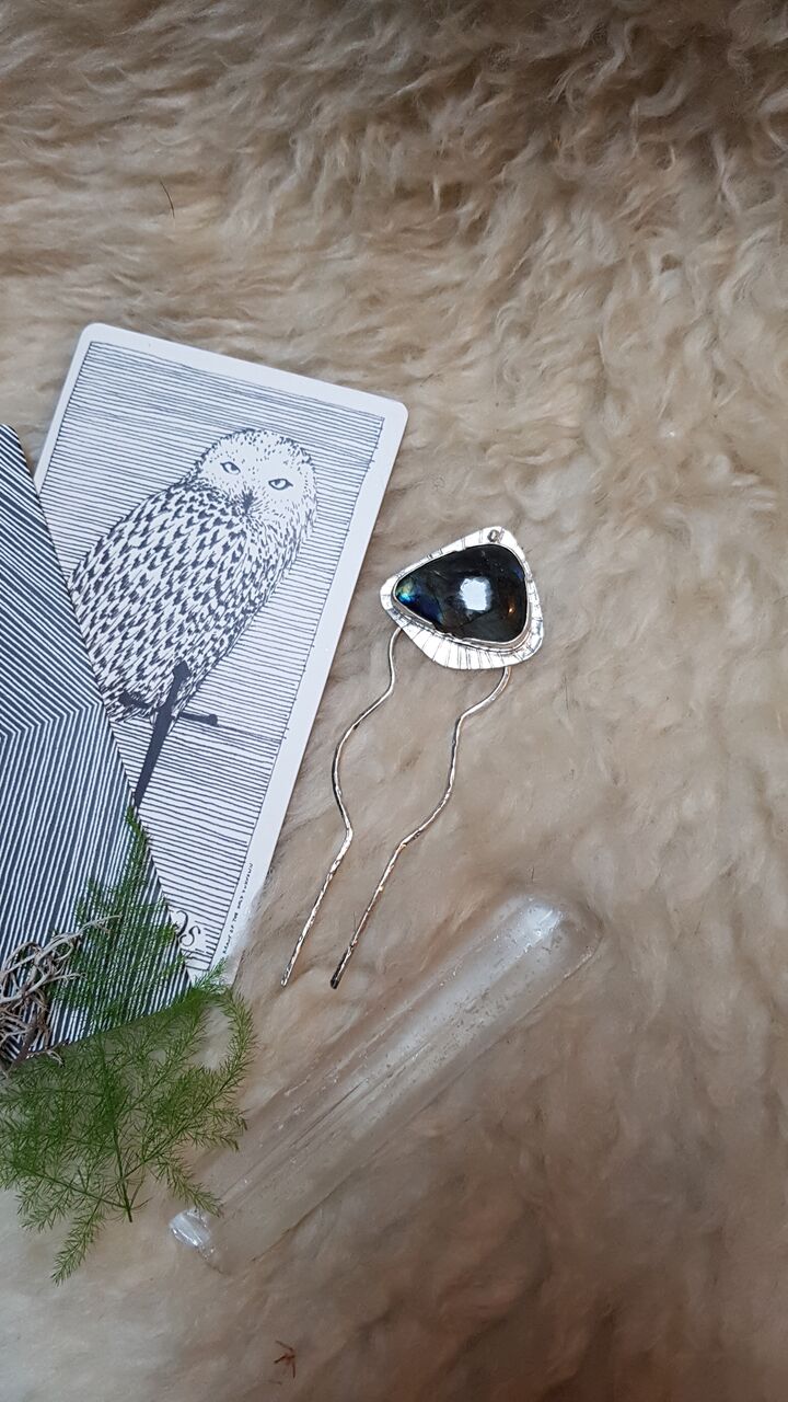 Labradorite Sterling Silver Hair Fork