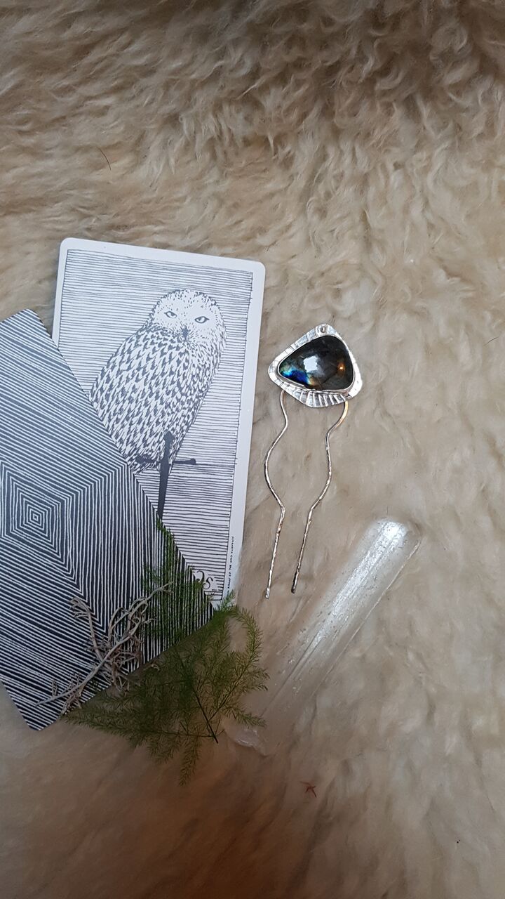 Labradorite Sterling Silver Hair Fork