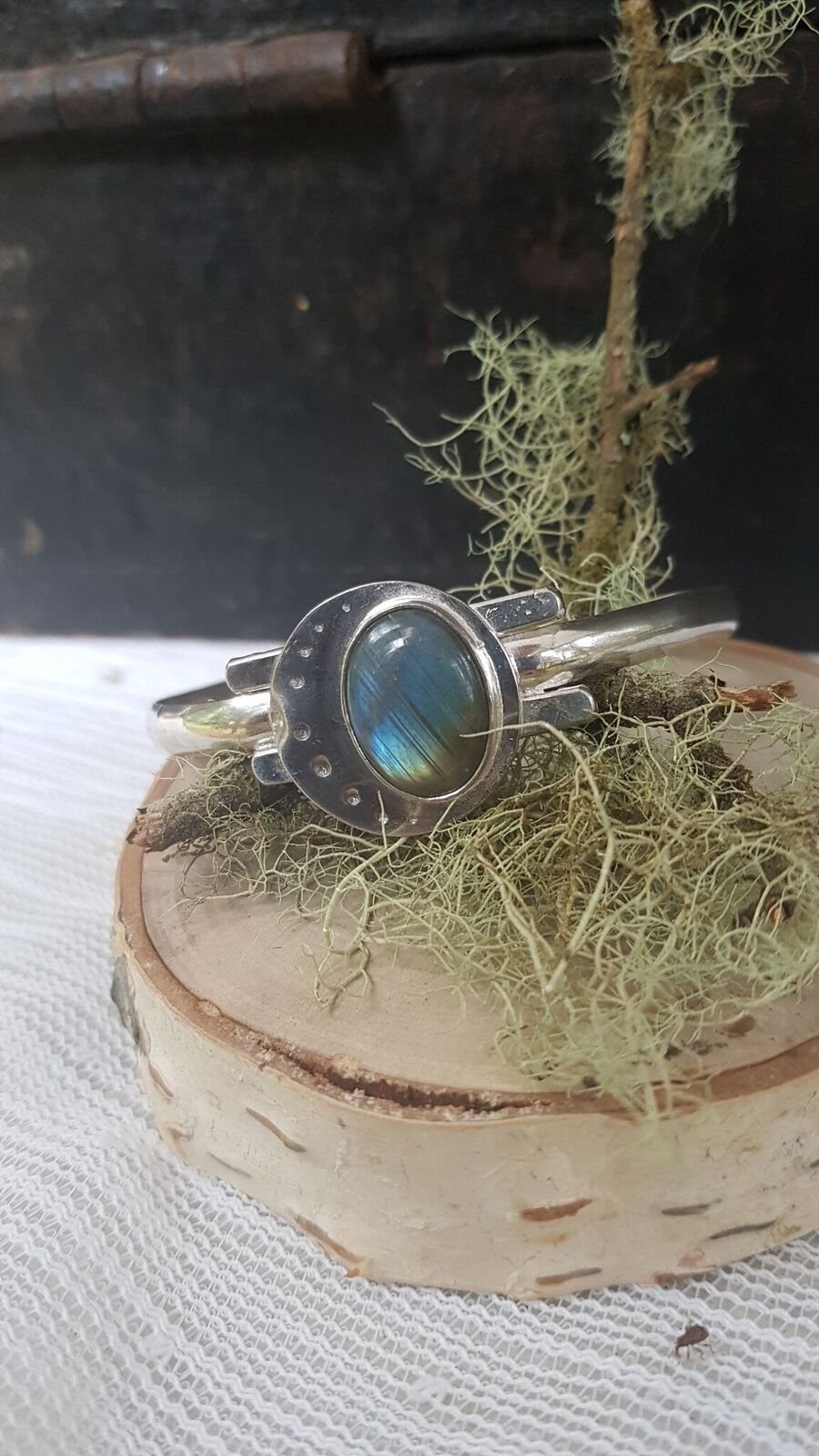 Oval Labradorite Sterling Silver Bangle