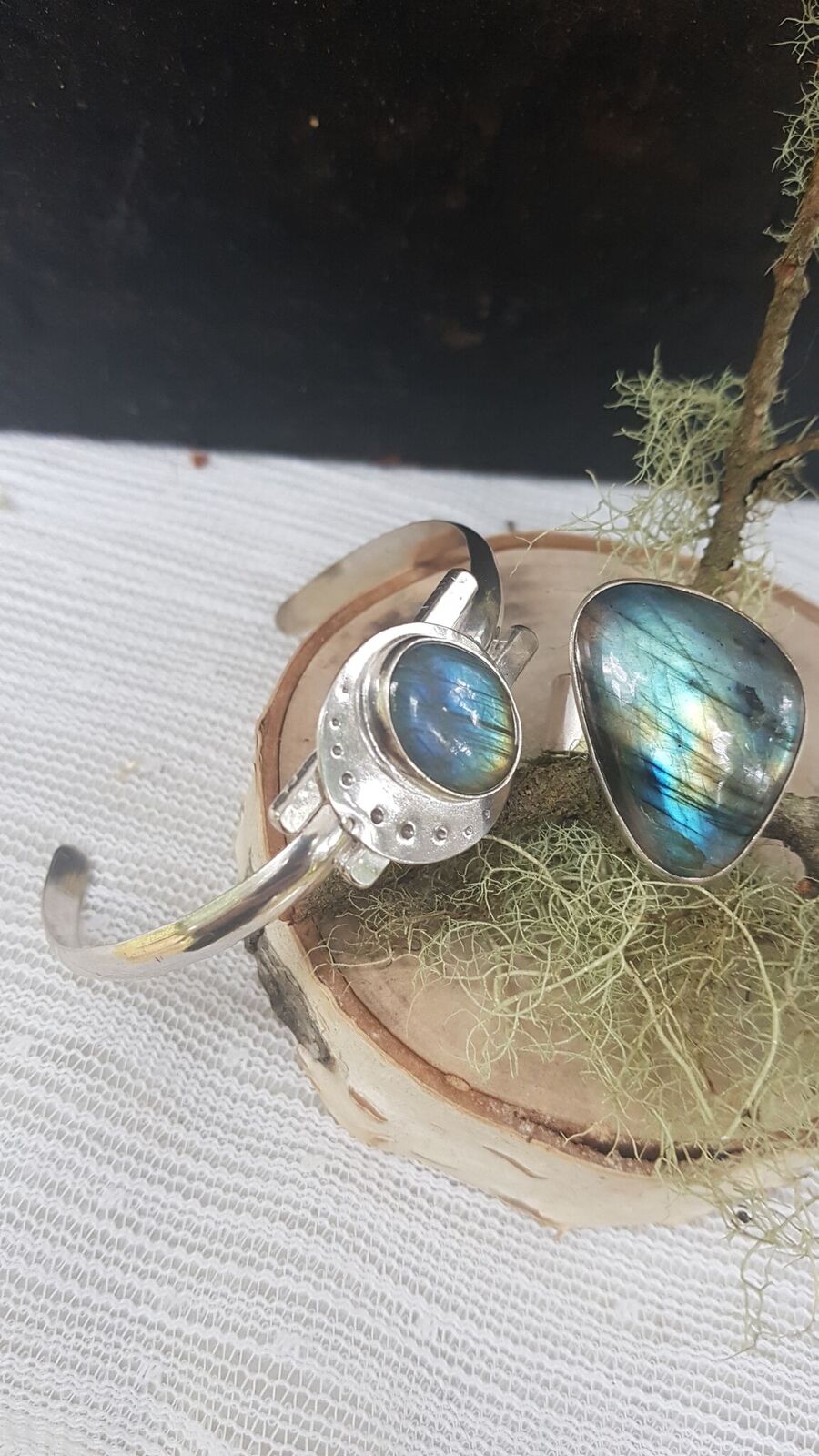 Oval Labradorite Sterling Silver Bangle