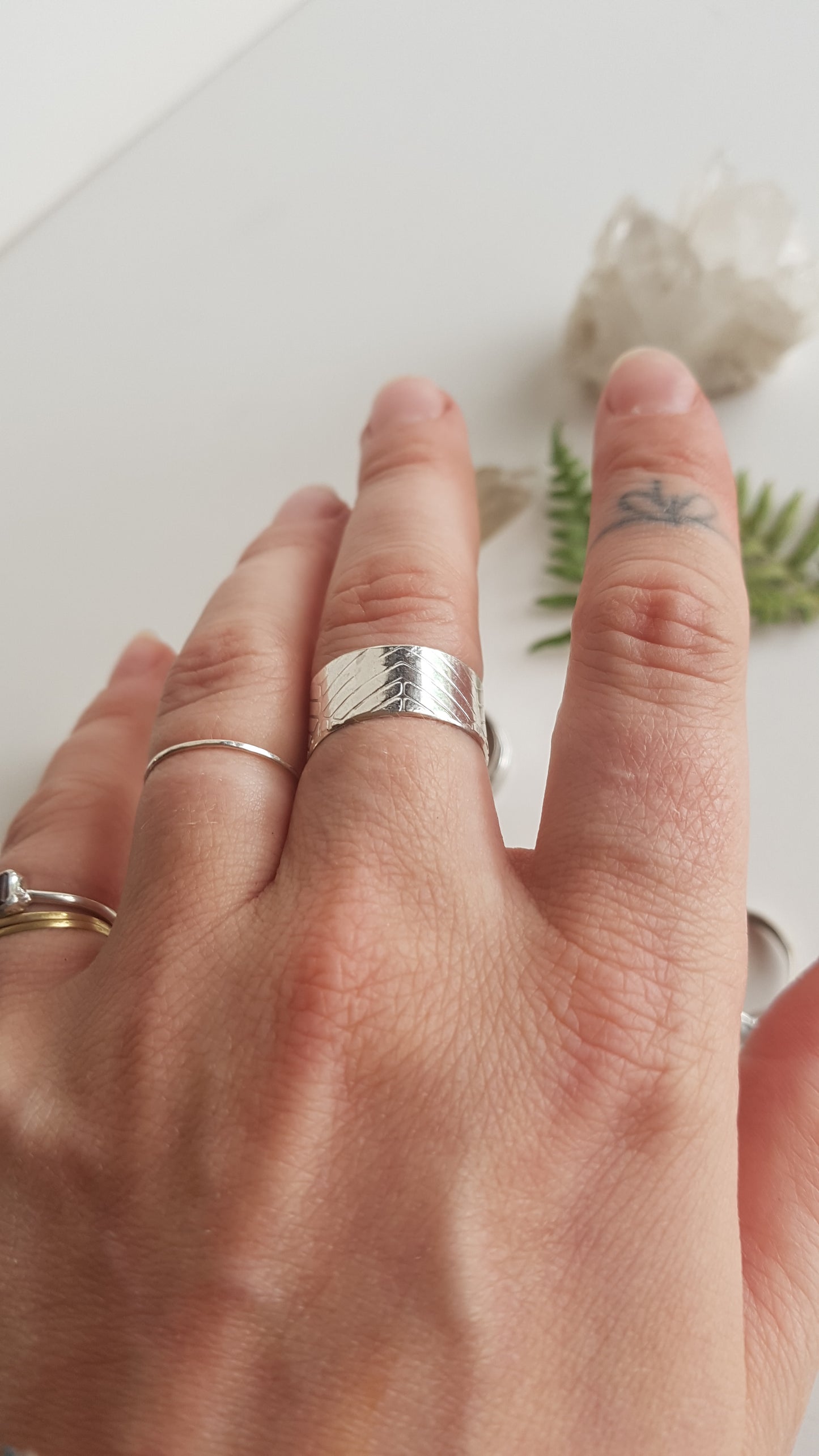 Geometric Textured Sterling Silver Ring