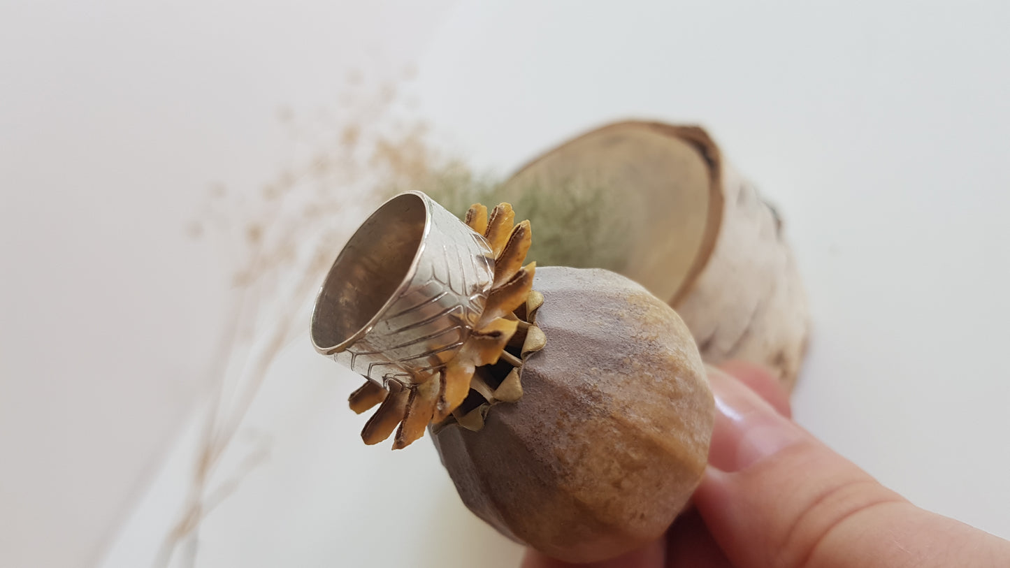 Geometric Textured Sterling Silver Ring