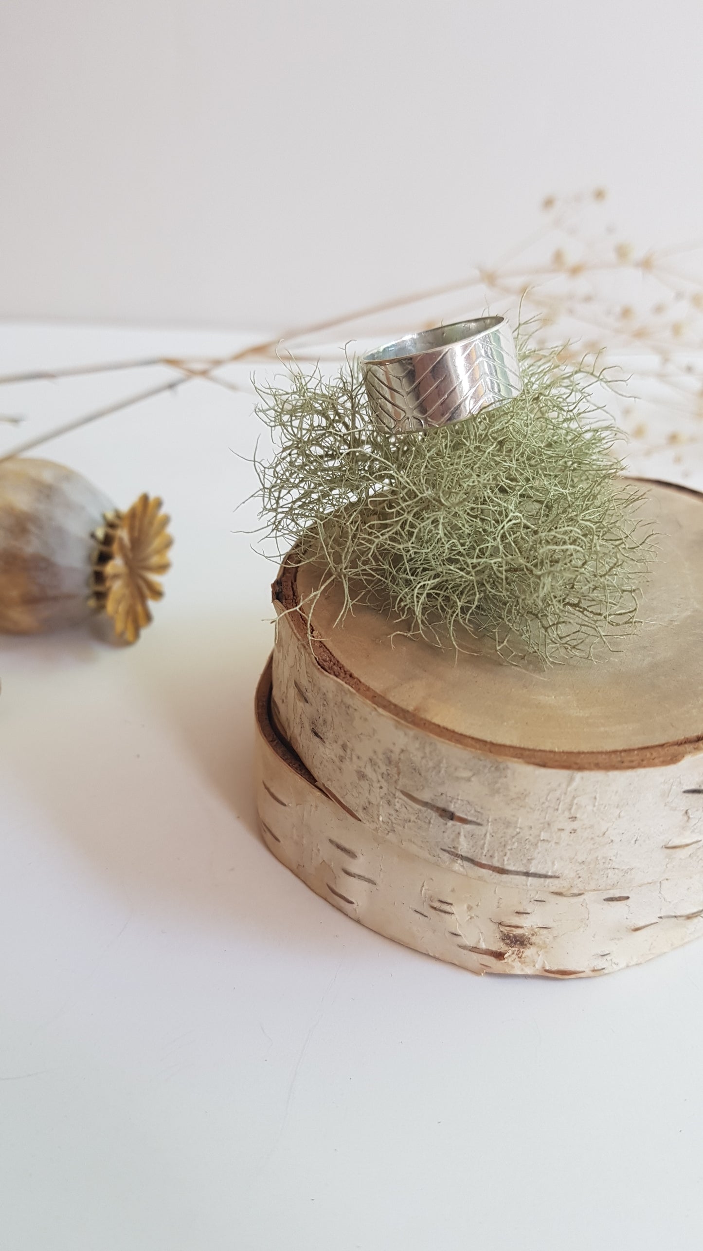 Geometric Textured Sterling Silver Ring