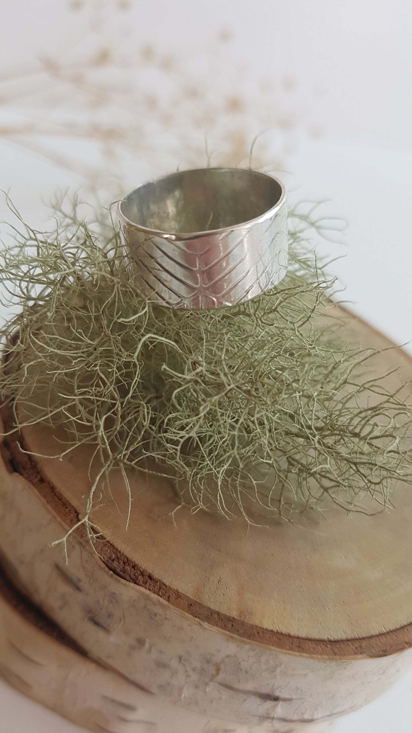 Geometric Textured Sterling Silver Ring