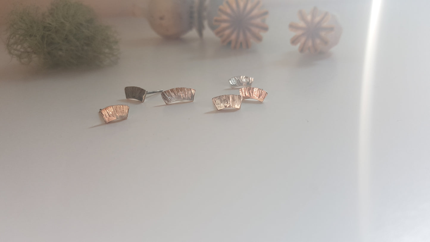 Sterling Silver Forged Arc Earrings