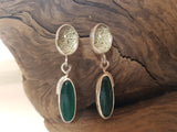 Green Agate and Lichen stud Earrings