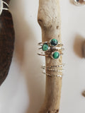 handcrafted from Carico Lake Turquoise set in sterling silver rings
