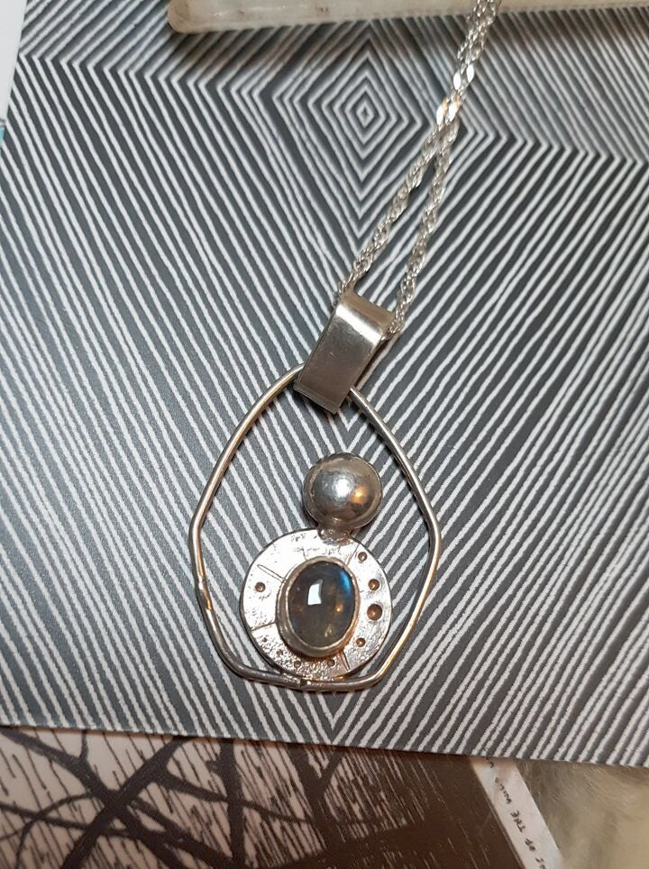 Labradorite Sterling Silver Pendant Necklace